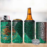 Personalised Viva La Mexico 4 in 1 Can Cooler Tumbler Coat Of Arms Aztec Mix Otomi Patterns - Wonder Print Shop