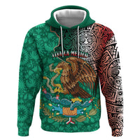 Personalised Viva La Mexico Hoodie Coat Of Arms Aztec Mix Otomi Patterns - Wonder Print Shop