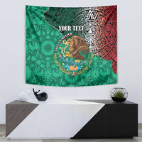 Personalised Viva La Mexico Tapestry Coat Of Arms Aztec Mix Otomi Patterns - Wonder Print Shop