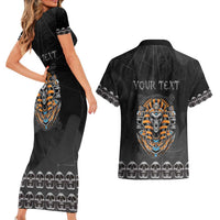 Personalized Halloween Egypt Couples Matching Short Sleeve Bodycon Dress and Hawaiian Shirt Skull Anubis - Wonder Print Shop