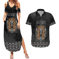 Personalized Halloween Egypt Couples Matching Summer Maxi Dress and Hawaiian Shirt Skull Anubis - Wonder Print Shop