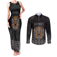 Personalized Halloween Egypt Couples Matching Tank Maxi Dress and Long Sleeve Button Shirt Skull Anubis - Wonder Print Shop
