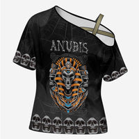 Personalized Halloween Egypt Cross Shoulder Shirt Skull Anubis - Wonder Print Shop