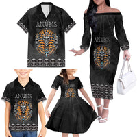 Personalized Halloween Egypt Family Matching Off The Shoulder Long Sleeve Dress and Hawaiian Shirt Skull Anubis - Wonder Print Shop