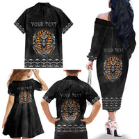 Personalized Halloween Egypt Family Matching Off The Shoulder Long Sleeve Dress and Hawaiian Shirt Skull Anubis - Wonder Print Shop