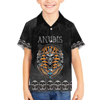 Personalized Halloween Egypt Family Matching Off Shoulder Short Dress and Hawaiian Shirt Skull Anubis - Wonder Print Shop