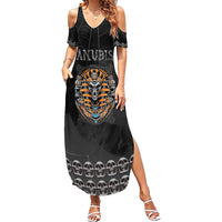 Personalized Halloween Egypt Family Matching Summer Maxi Dress and Hawaiian Shirt Skull Anubis - Wonder Print Shop