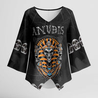 Personalized Halloween Egypt Kimono Sleeve Blouse Skull Anubis - Wonder Print Shop
