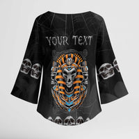 Personalized Halloween Egypt Kimono Sleeve Blouse Skull Anubis - Wonder Print Shop