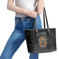 Halloween Egypt Leather Tote Bag Skull Anubis - Wonder Print Shop