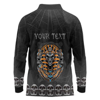 Personalized Halloween Egypt Long Sleeve Polo Shirt Skull Anubis - Wonder Print Shop