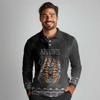 Personalized Halloween Egypt Long Sleeve Polo Shirt Skull Anubis - Wonder Print Shop