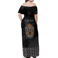 Personalized Halloween Egypt Off Shoulder Maxi Dress Skull Anubis - Wonder Print Shop