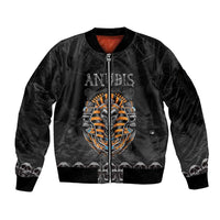 Personalized Halloween Egypt Sleeve Zip Bomber Jacket Skull Anubis - Wonder Print Shop