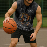 Personalized Halloween Egypt Sleeveless Hoodie Skull Anubis - Wonder Print Shop