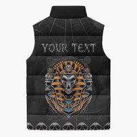 Personalized Halloween Egypt Sleeveless Puffer Jacket Skull Anubis - Wonder Print Shop