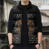 Personalized Halloween Egypt Sleeveless Puffer Jacket Skull Anubis - Wonder Print Shop