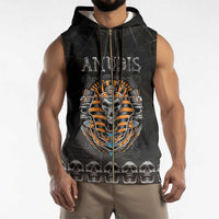 Personalized Halloween Egypt Sleeveless Zip Hoodie Skull Anubis - Wonder Print Shop