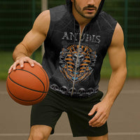 Personalized Halloween Egypt Sleeveless Zip Hoodie Skull Anubis - Wonder Print Shop