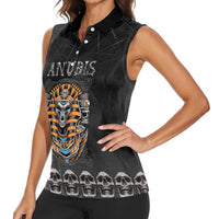 Personalized Halloween Egypt Women Sleeveless Polo Shirt Skull Anubis - Wonder Print Shop