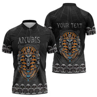 Personalized Halloween Egypt Zipper Polo Shirt Skull Anubis - Wonder Print Shop