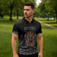 Personalized Halloween Egypt Zipper Polo Shirt Skull Anubis - Wonder Print Shop