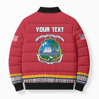 Personalized Liberia Dashiki Bomber Puffer Jacket Red Color - Wonder Print Shop