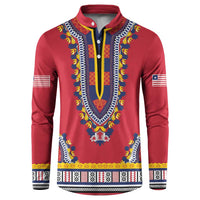 Personalized Liberia Dashiki Button Sweatshirt Red Color - Wonder Print Shop
