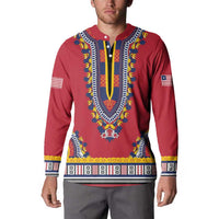 Personalized Liberia Dashiki Button Sweatshirt Red Color - Wonder Print Shop