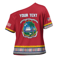 Personalized Liberia Dashiki Cross Shoulder Shirt Red Color - Wonder Print Shop