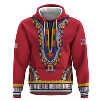 Personalized Liberia Dashiki Hoodie Red Color - Wonder Print Shop