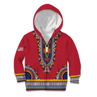 Personalized Liberia Dashiki Kid Hoodie Red Color - Wonder Print Shop