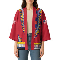 Personalized Liberia Dashiki Kimono Red Color - Wonder Print Shop