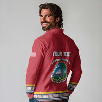 Personalized Liberia Dashiki Long Sleeve Polo Shirt Red Color - Wonder Print Shop