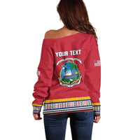 Personalized Liberia Dashiki Off Shoulder Sweater Red Color - Wonder Print Shop