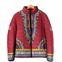 Personalized Liberia Dashiki Padded Jacket Red Color - Wonder Print Shop