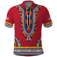 Personalized Liberia Dashiki Polo Shirt Red Color - Wonder Print Shop