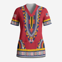 Personalized Liberia Dashiki Scrub Top Red Color - Wonder Print Shop