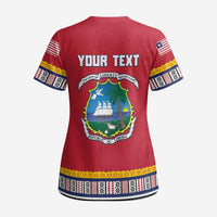 Personalized Liberia Dashiki Scrub Top Red Color - Wonder Print Shop