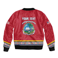 Personalized Liberia Dashiki Sleeve Zip Bomber Jacket Red Color - Wonder Print Shop