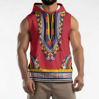 Personalized Liberia Dashiki Sleeveless Hoodie Red Color - Wonder Print Shop