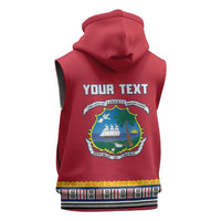 Personalized Liberia Dashiki Sleeveless Zip Hoodie Red Color - Wonder Print Shop