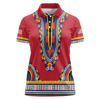 Personalized Liberia Dashiki Women Polo Shirt Red Color - Wonder Print Shop