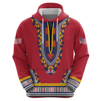 Personalized Liberia Dashiki Zip Hoodie Red Color - Wonder Print Shop