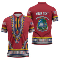 Personalized Liberia Dashiki Zipper Polo Shirt Red Color - Wonder Print Shop