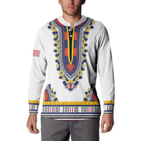 Personalized Liberia Dashiki Button Sweatshirt White Color - Wonder Print Shop