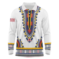 Personalized Liberia Dashiki Long Sleeve Polo Shirt White Color - Wonder Print Shop
