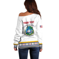 Personalized Liberia Dashiki Off Shoulder Sweater White Color - Wonder Print Shop