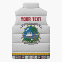 Personalized Liberia Dashiki Sleeveless Puffer Jacket White Color - Wonder Print Shop