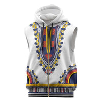 Personalized Liberia Dashiki Sleeveless Zip Hoodie White Color - Wonder Print Shop